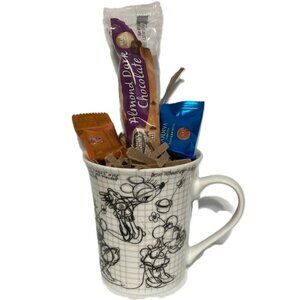 MINNIE MOUSE Sketch Book Disney Mug with Biscotti and Godiva Chocolates Gift Set